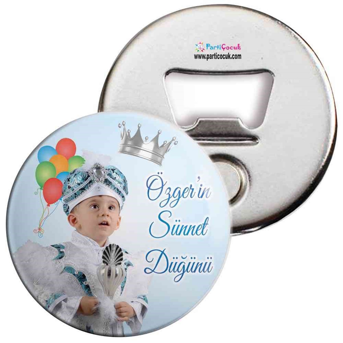 Sünnet Balonlu ve Gümüş Taçlı Parti Tema Açacaklı Magnet  