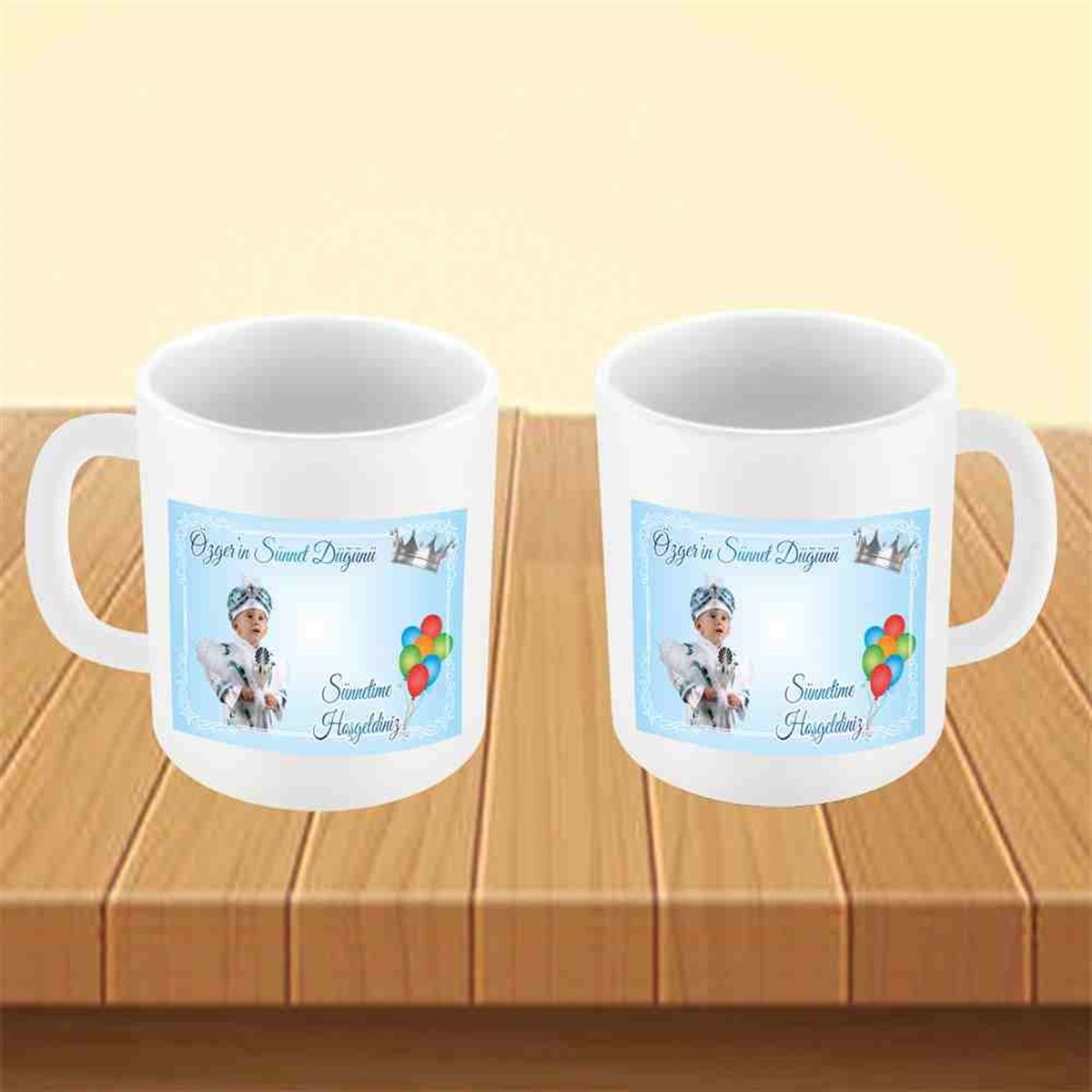 Sünnet Balonlu ve Gümüş Taçlı Parti Tema Kupa Bardak Mug 