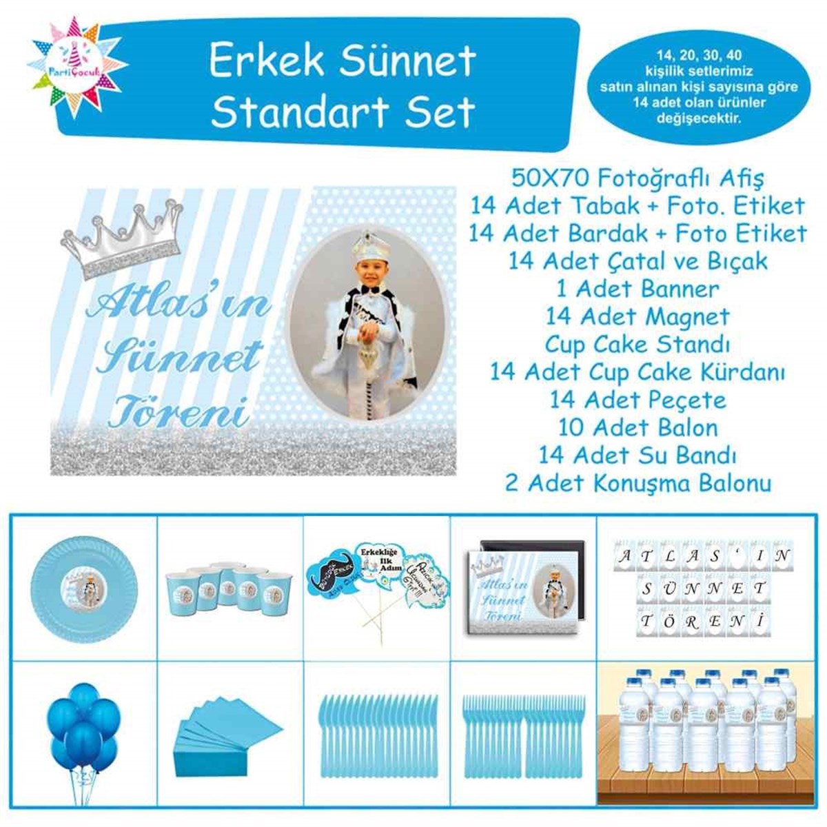 Sünnet Düğün Gümüş Simli Standart Set 