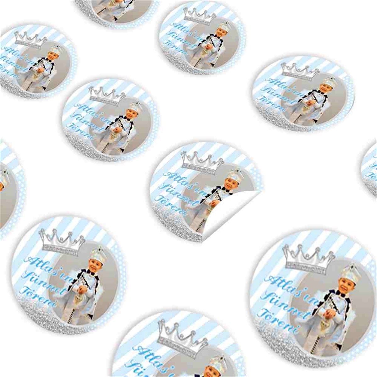 Sünnet Düğün Gümüş Simli Sticker 30 Adet 