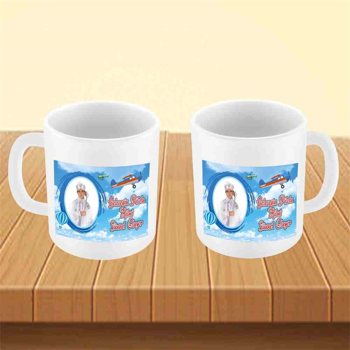 Sünnet Düğünü Uçaklı Gökyüzü Parti Paketi Kupa Bardak Mug 