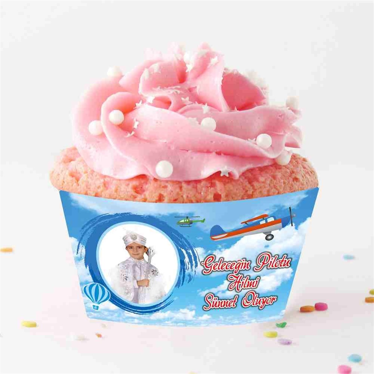 Sünnet Düğünü Uçaklı Gökyüzü Parti Paketi Cupcake Sargısı 