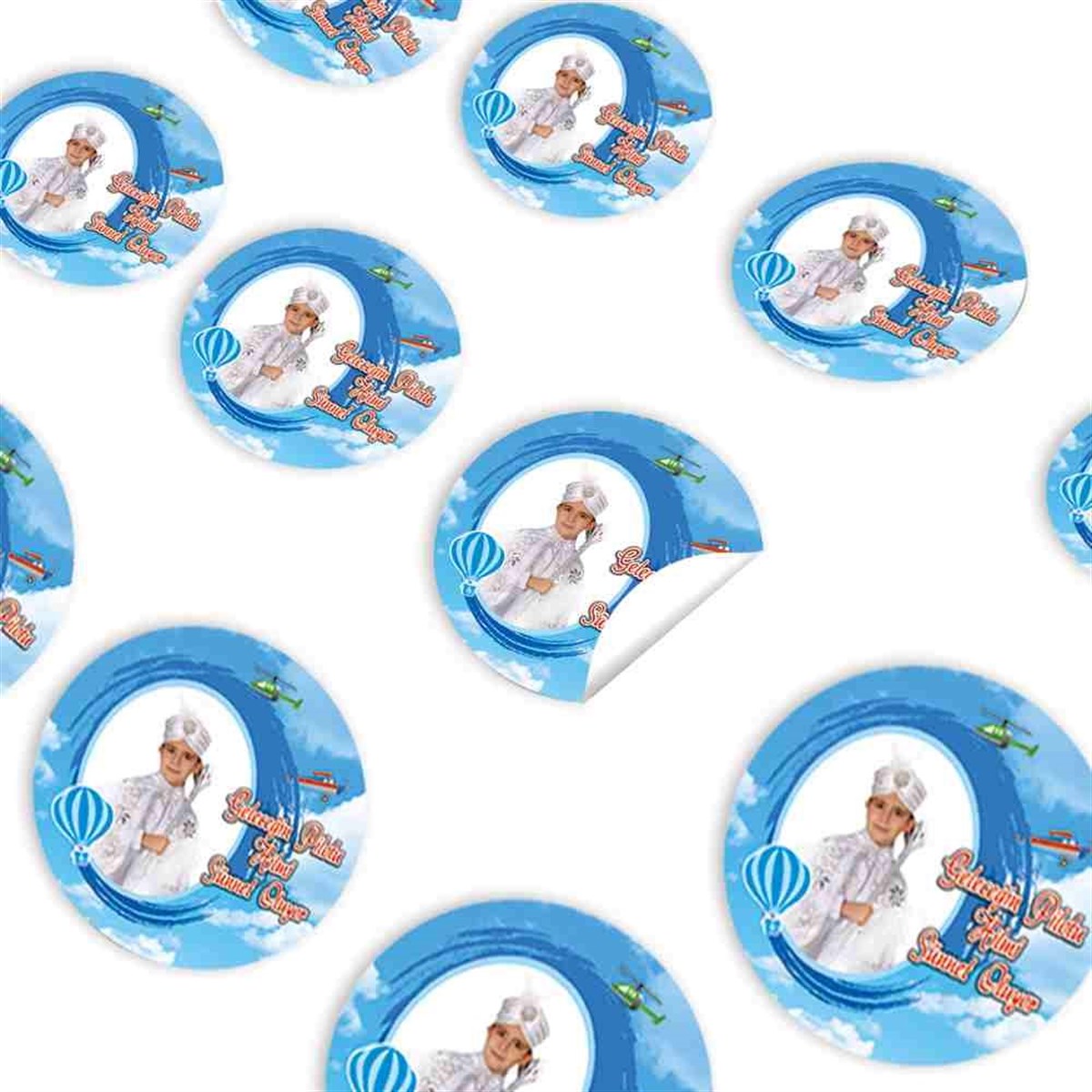 Sünnet Düğünü Uçaklı Gökyüzü Parti Paketi Sticker 30 Adet 