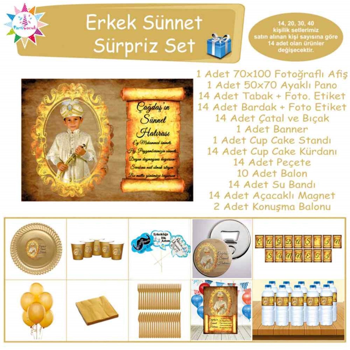 Sünnet Eskitme Zeminli Parti Malzemeleri Sürpriz Set 