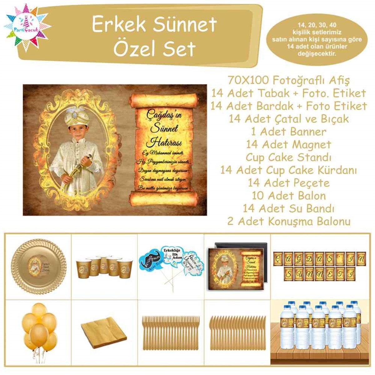 Sünnet Eskitme Zeminli Parti Malzemeleri Özel Set 