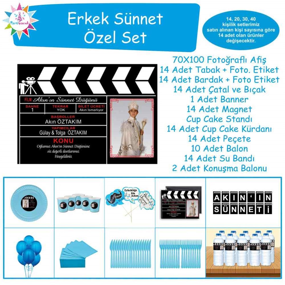 Sünnet Film Klaket Süsleme Parti Malzemeleri Özel Set 