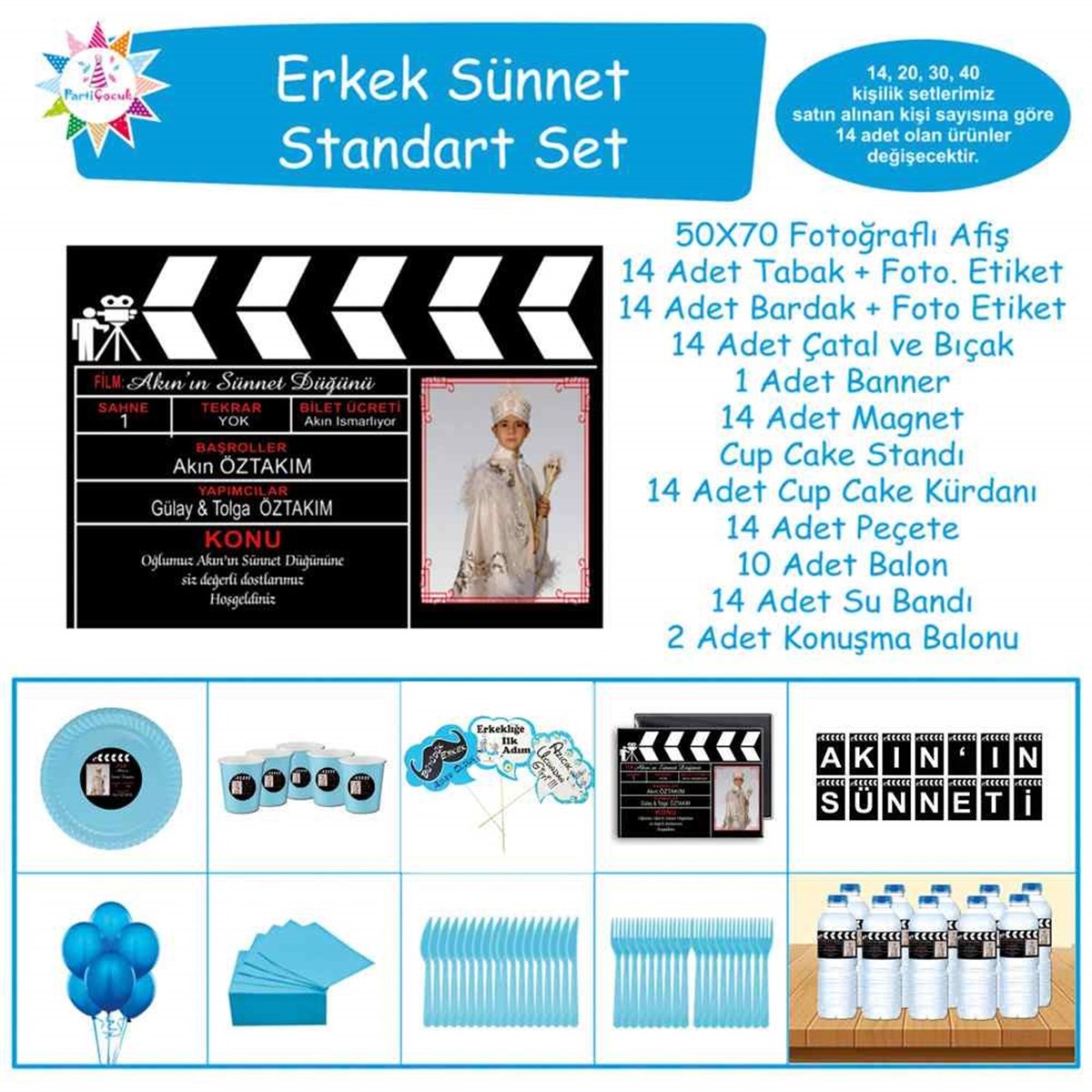Sünnet Film Klaket Süsleme Parti Malzemeleri Standart Set 