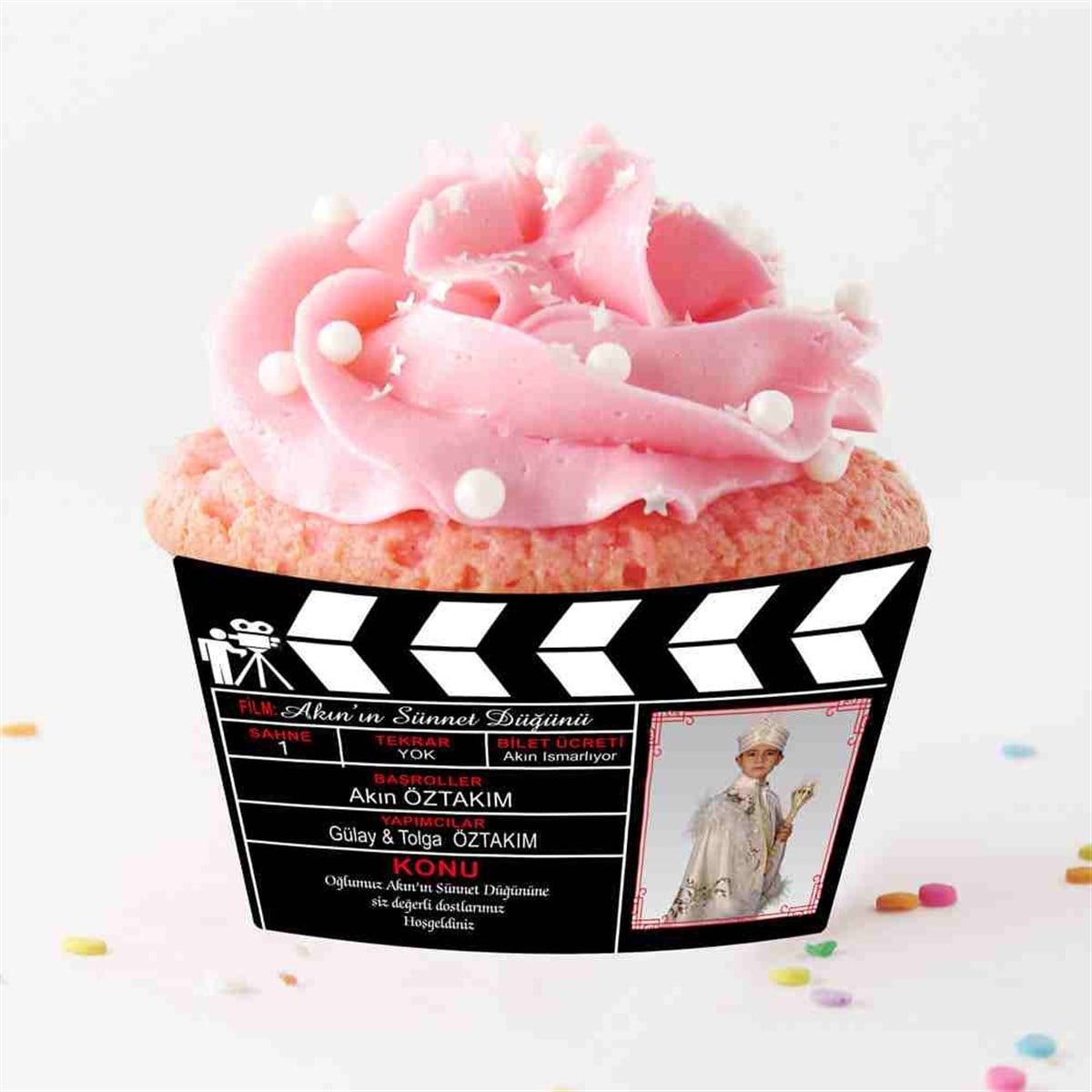 Sünnet Film Klaket Süsleme Parti Malzemeleri Cupcake Sargısı 