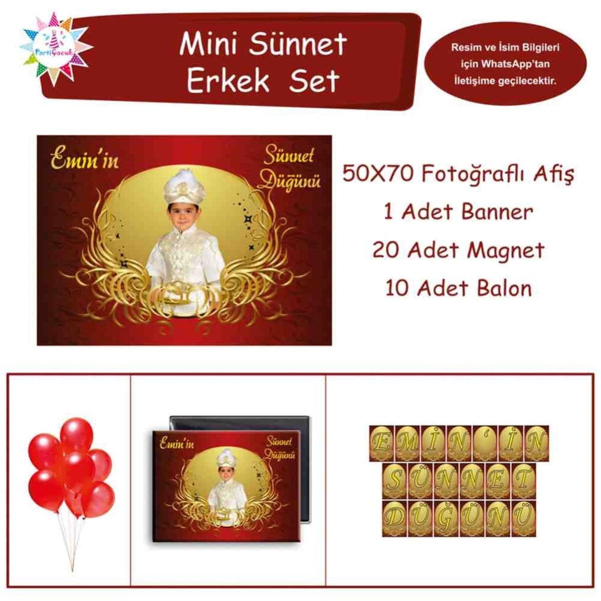 Sünnet Gold Kırmızı Otantik Konsept Parti Süsleri Mini Set 