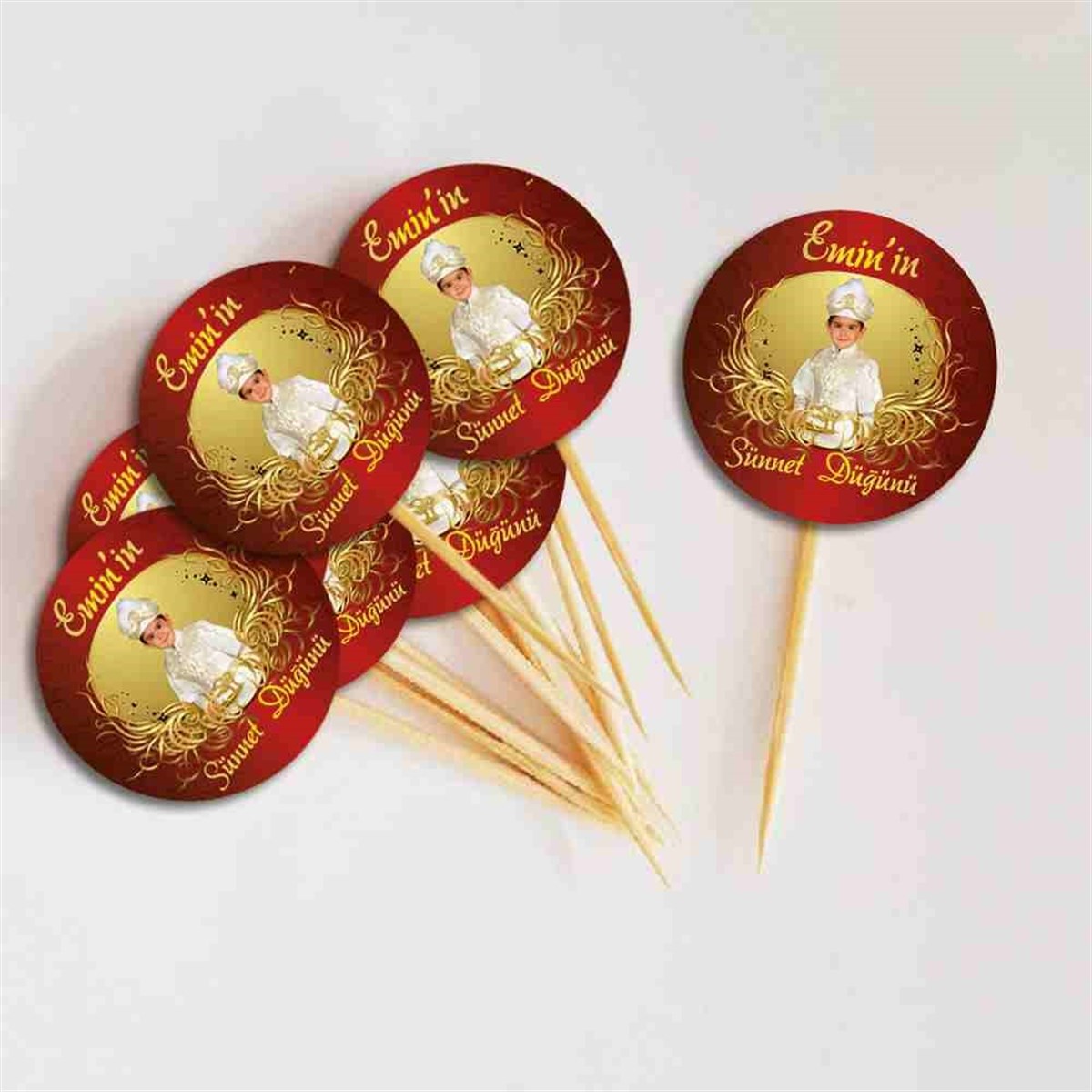 Sünnet Gold Kırmızı Otantik Parti Süsleri Cupcake Kurdanı 