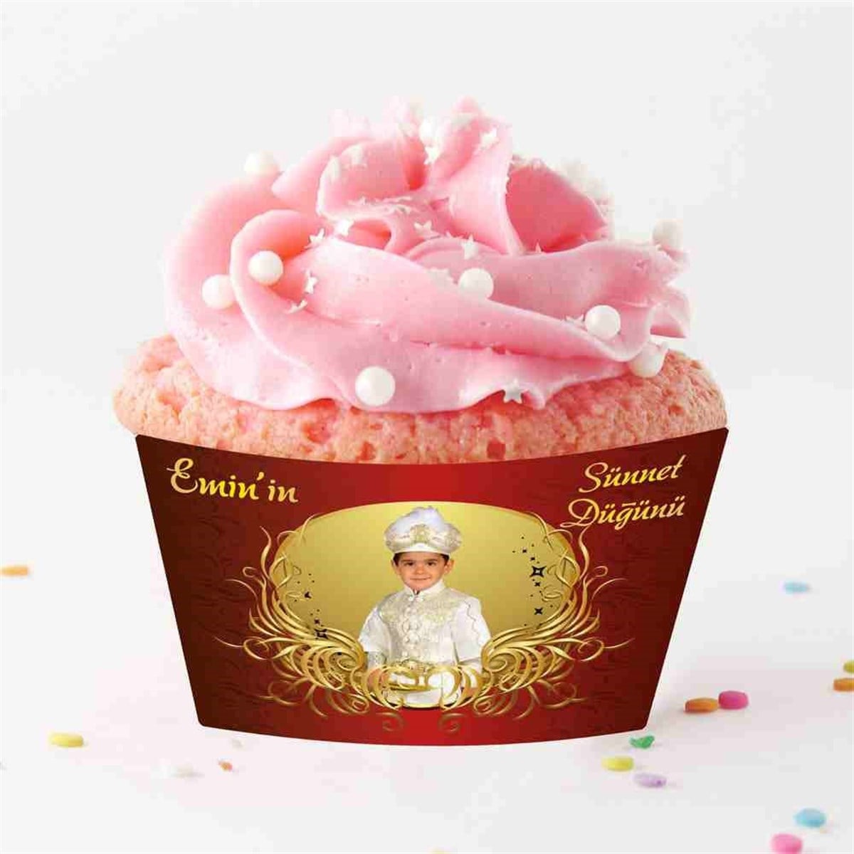 Sünnet Gold Kırmızı Otantik Parti Süsleri Cupcake Sargısı 