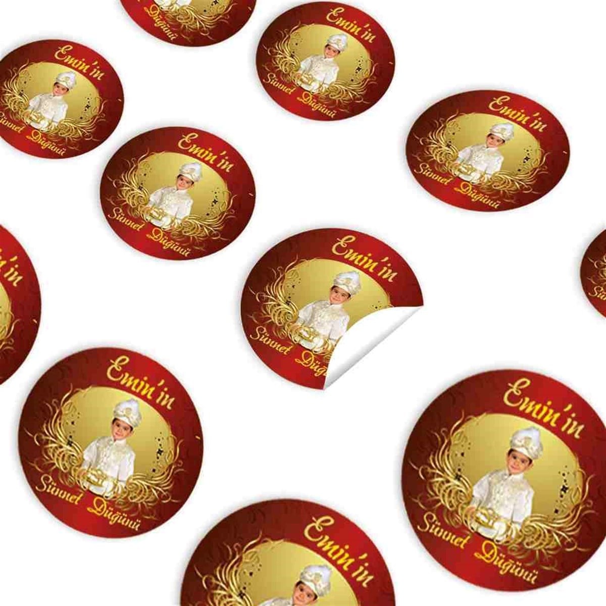 Sünnet Gold Kırmızı Otantik Parti Süsleri Sticker 30 Adet 