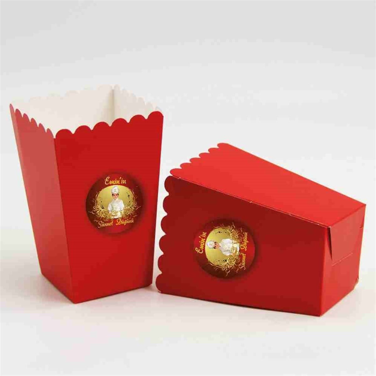 Sünnet Gold Kırmızı Otantik Parti Süsleri Popcorn Kutusu 10 Adet 
