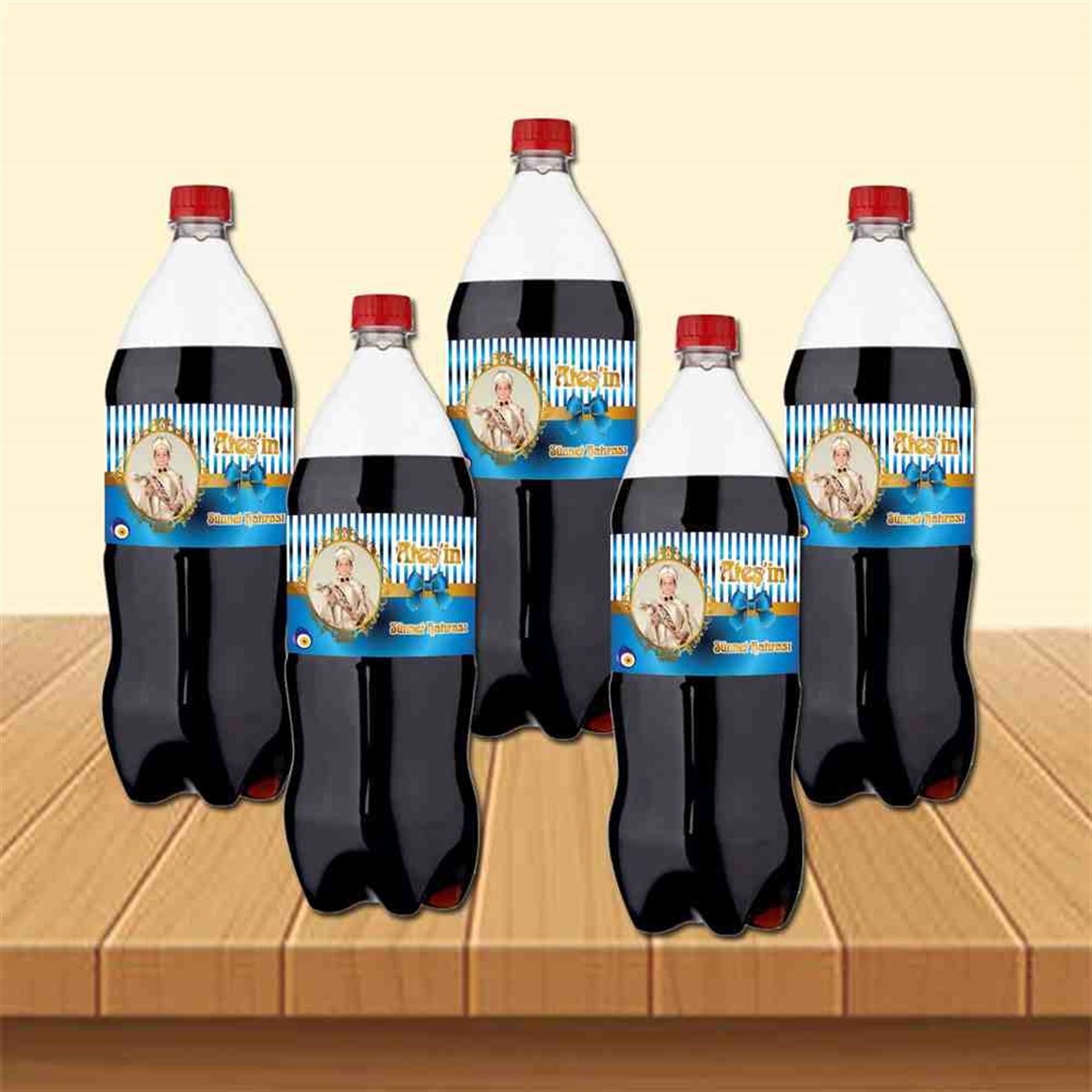Sünnet Gold Mavi Boncuklu Parti Süsleri Cola Şisesi Bandı 