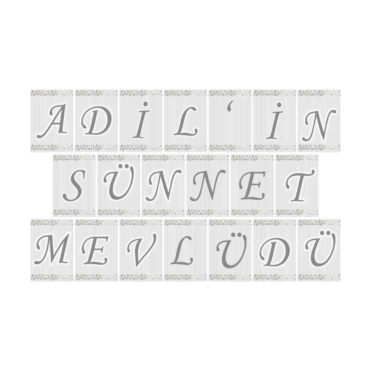Sünnet Gold ve Gümüş Yıldız Süslemeli Harf Banner 