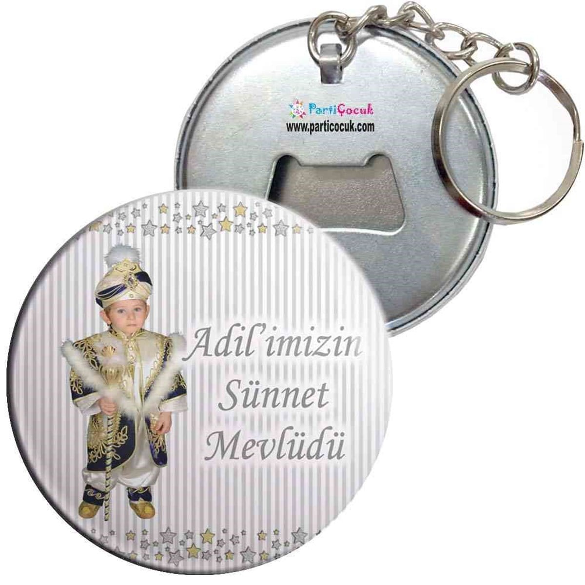 Sünnet Gold ve Gümüş Yıldız Süslemeli Anahtarlı Açacak 