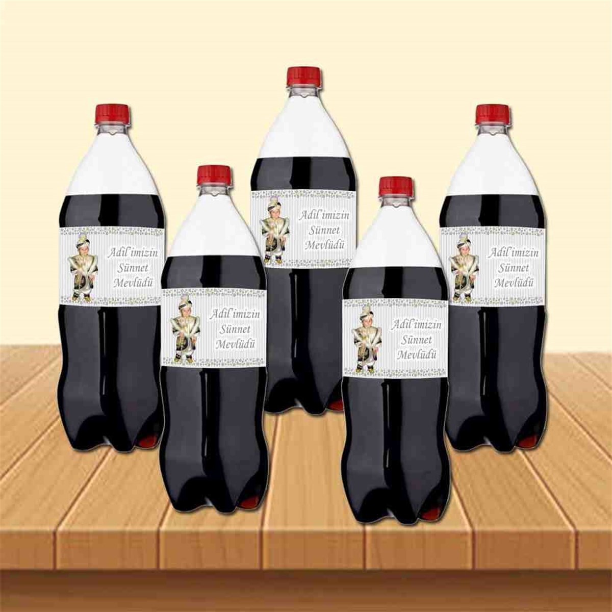 Sünnet Gold ve Gümüş Yıldız Süslemeli Cola Şisesi Bandı 
