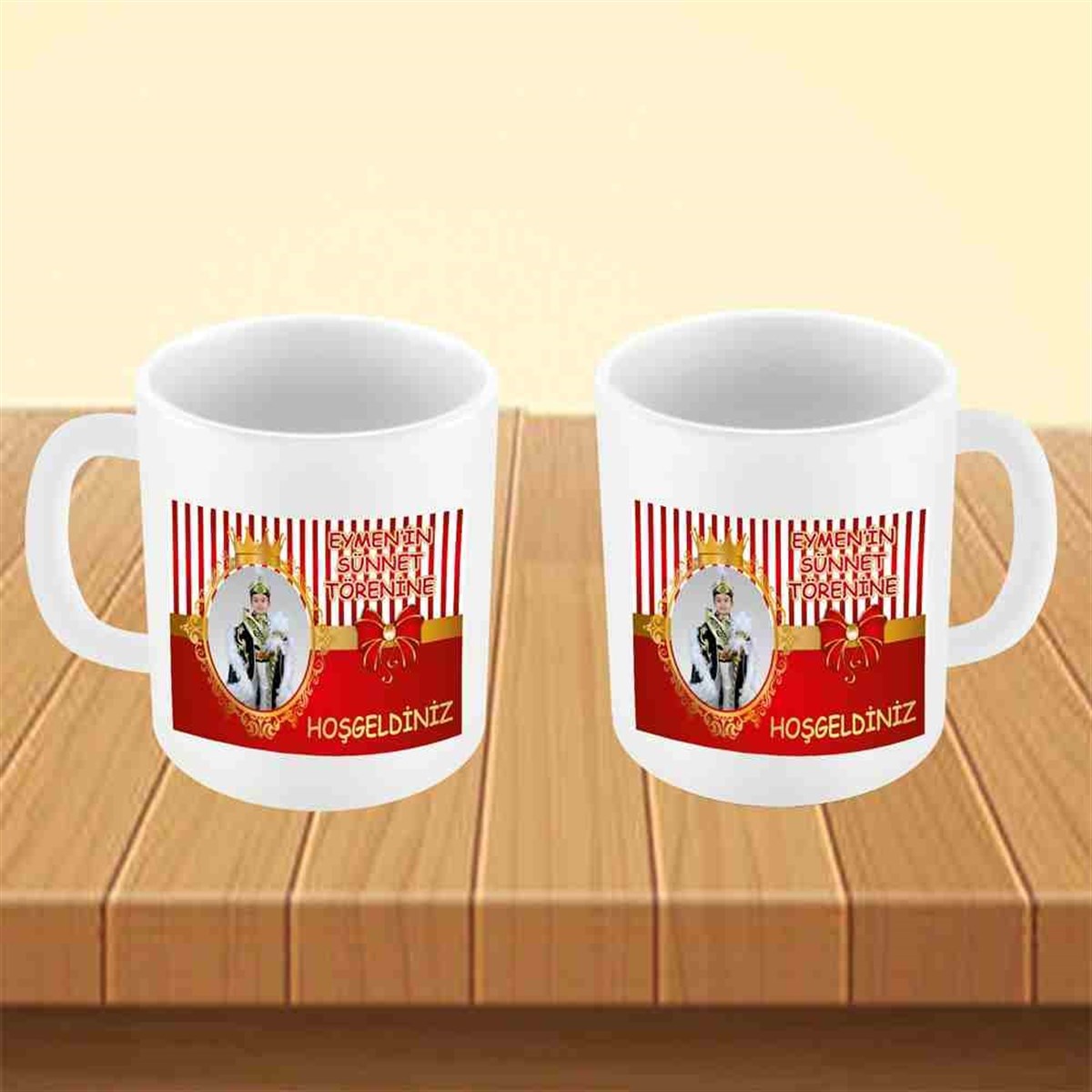 Sünnet Kırmızı Gold Taçlı Konsept Parti Süsü Kupa Bardak Mug 