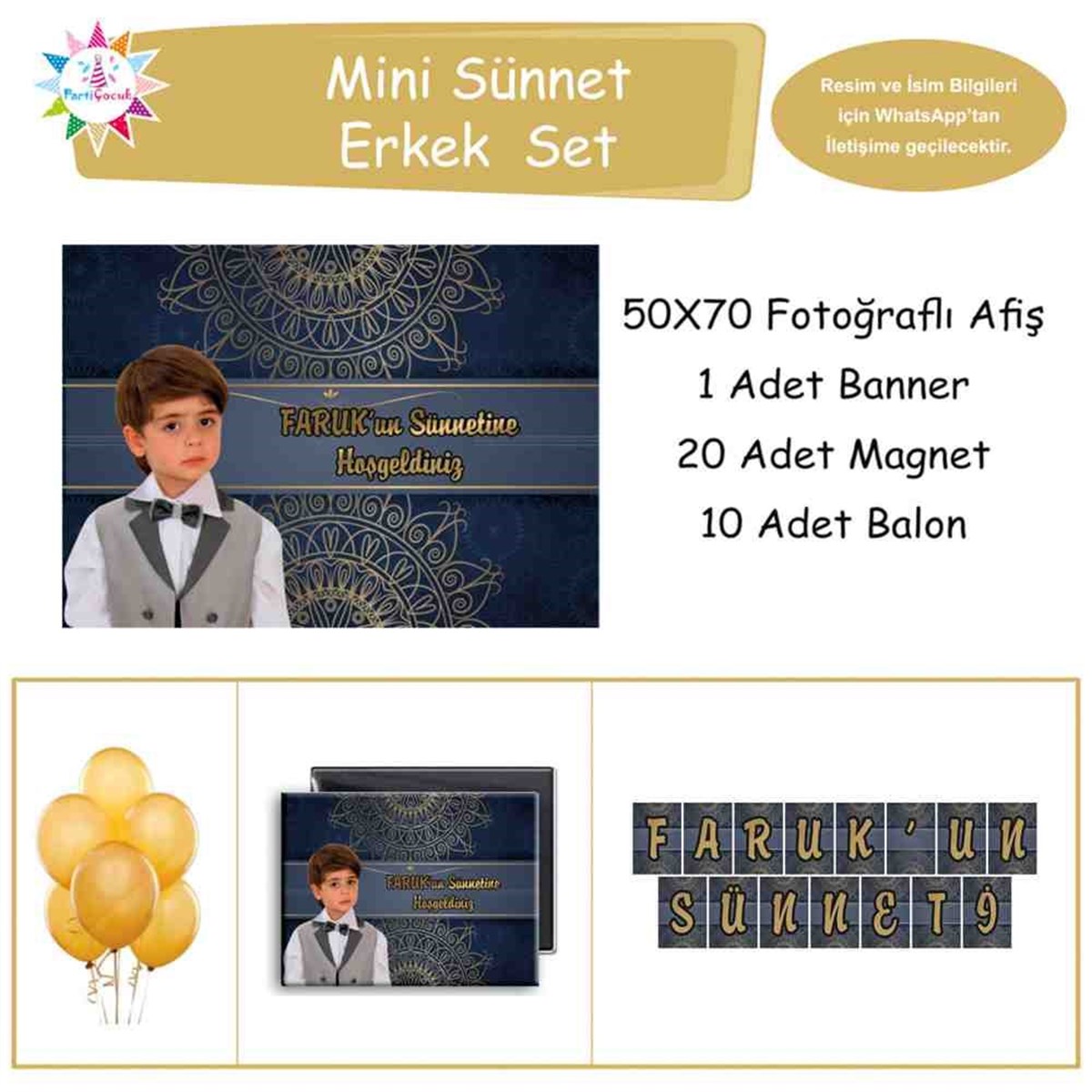 Sünnet Kişiye özel Tasarımlı Sünnet Parti Süsleri Mini Set 