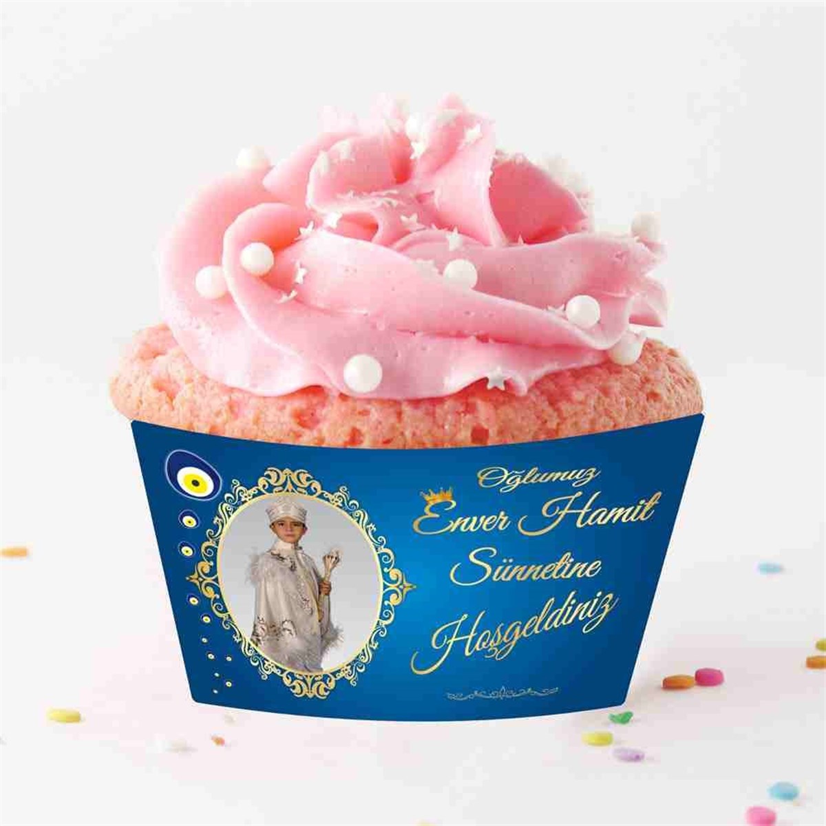Sünnet Kutlaması Parti Süsü Nazar Boncuklu Cupcake Sargısı 