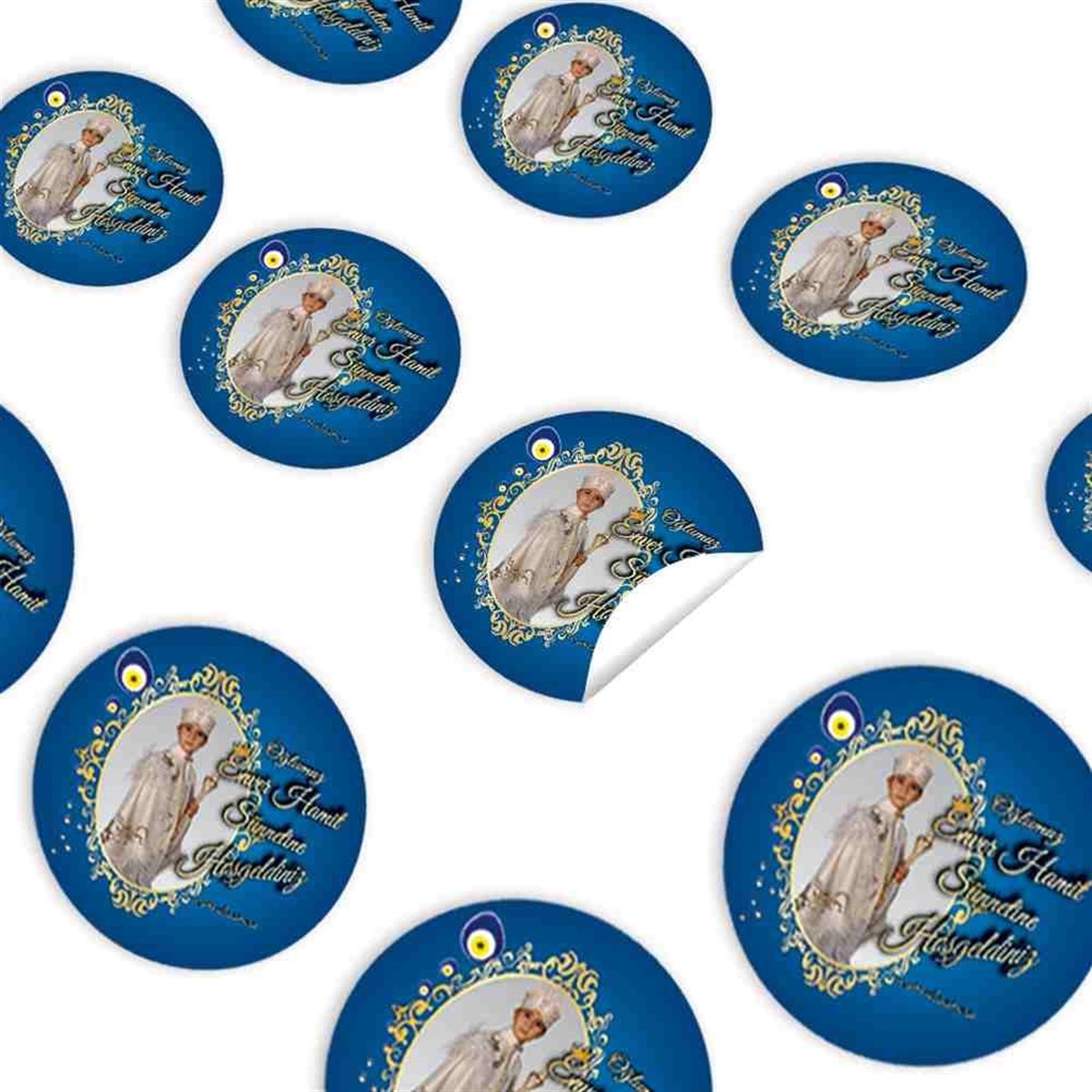 Sünnet Kutlaması Parti Süsü Nazar Boncuklu Sticker 30 Adet 