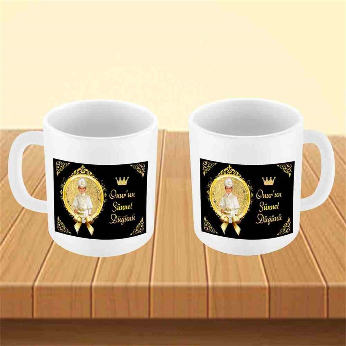 Sünnet Malzemeleri Gold ve Siyah Taçlı Kupa Bardak Mug 