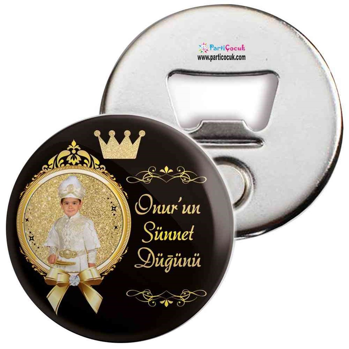 Sünnet Malzemeleri Gold ve Siyah Taçlı Açacaklı Magnet  