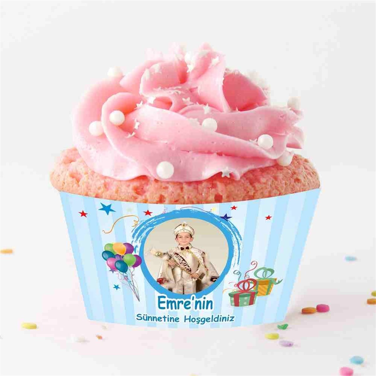 Sünnet Masası Balonlu Hediye Paketli Cupcake Sargısı 