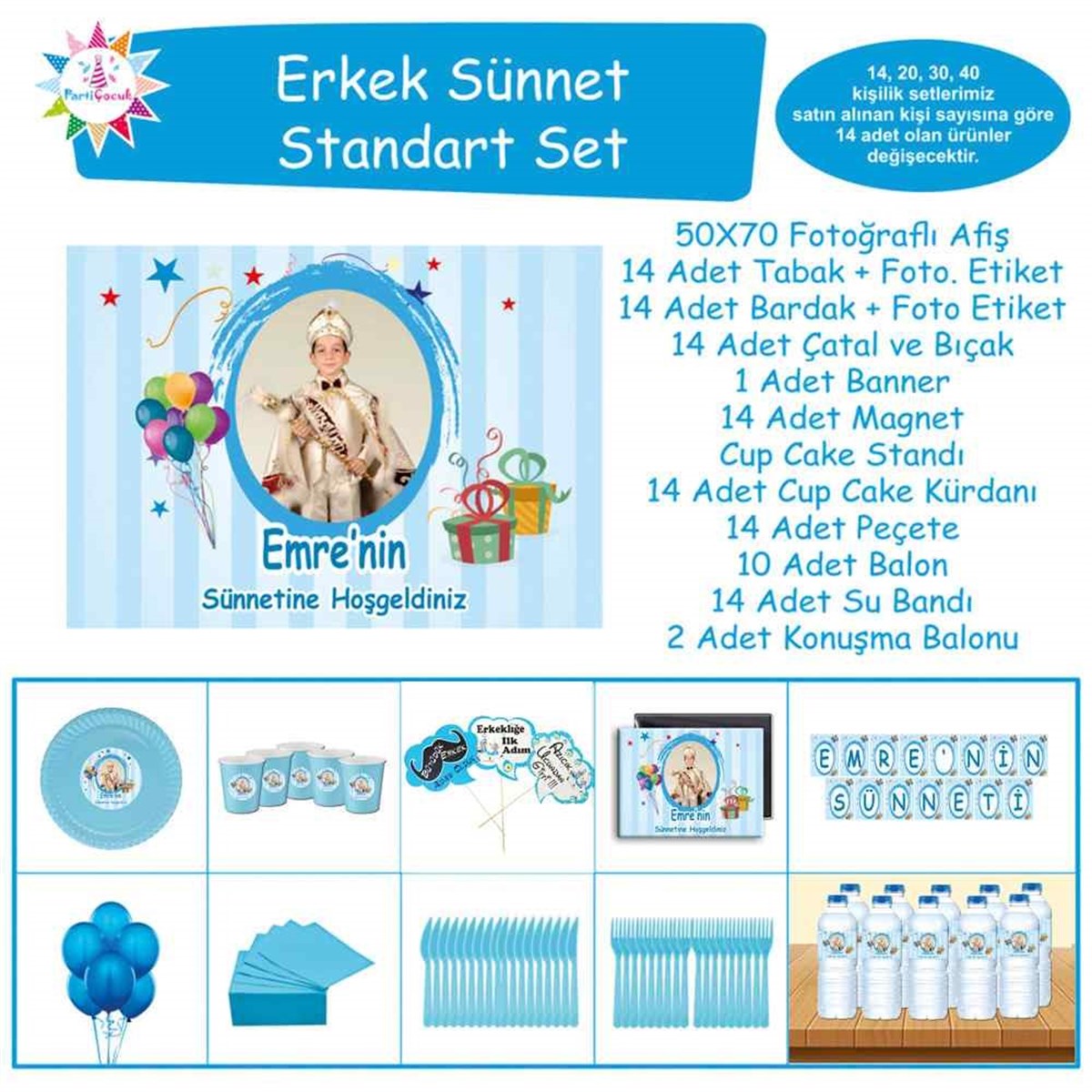 Sünnet Masası Balonlu Hediye Paketli Standart Set 