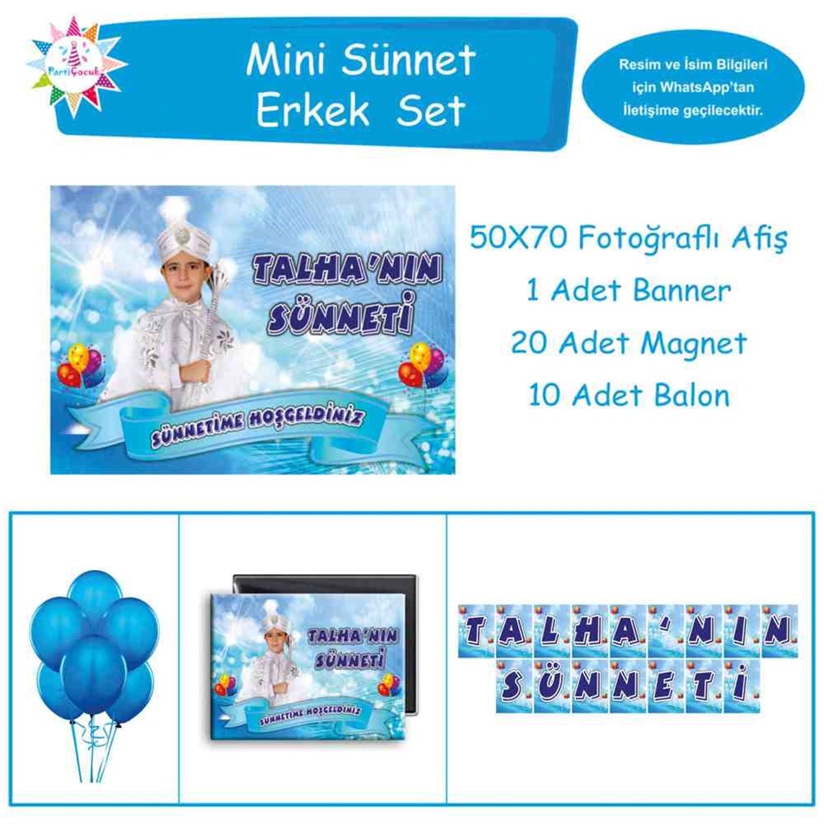 Sünnet Masası Balonlu Kuşaklı Parti Malzemeleri Mini Set 