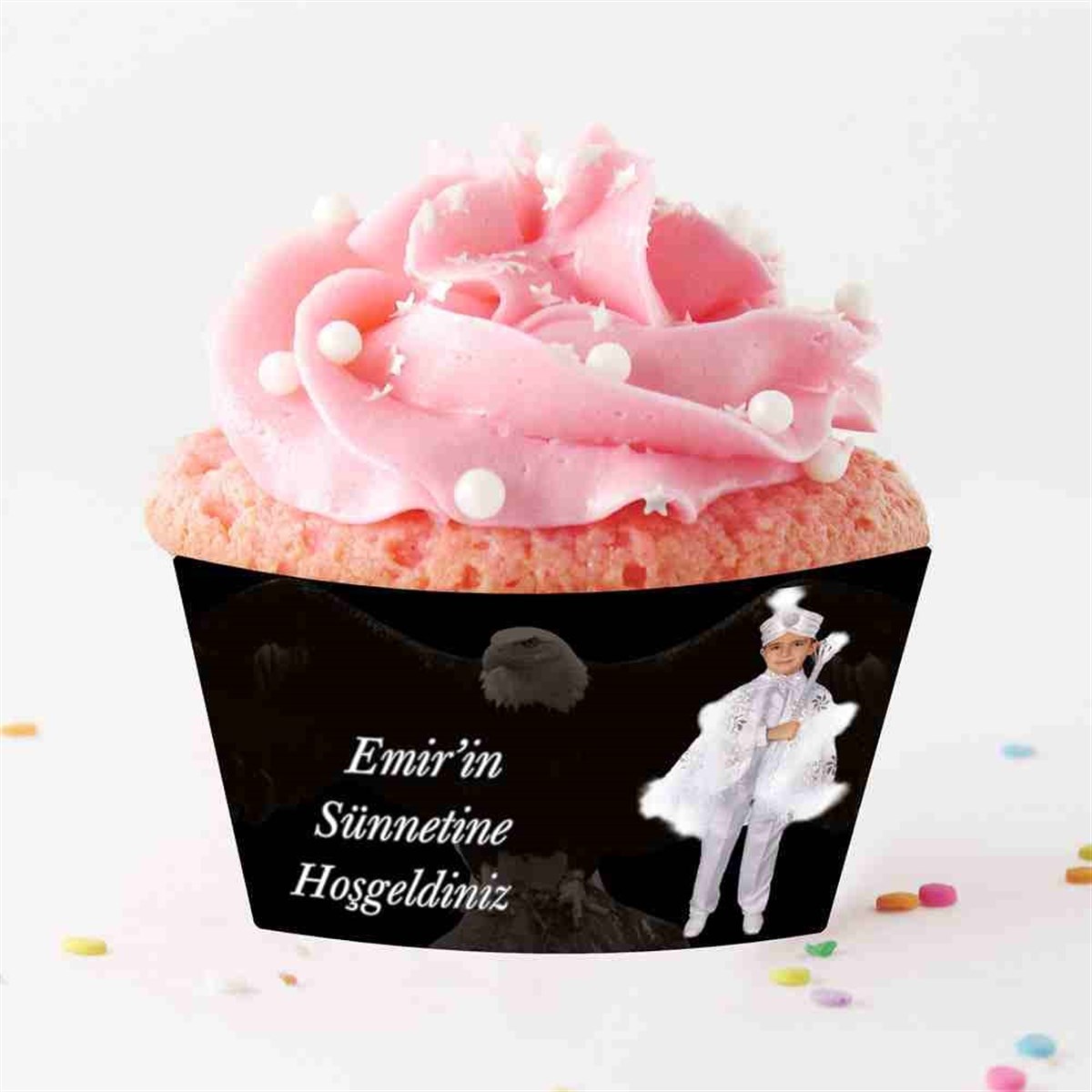 Sünnet Masası Beşiktaş Taraftar Kartallı Cupcake Sargısı  