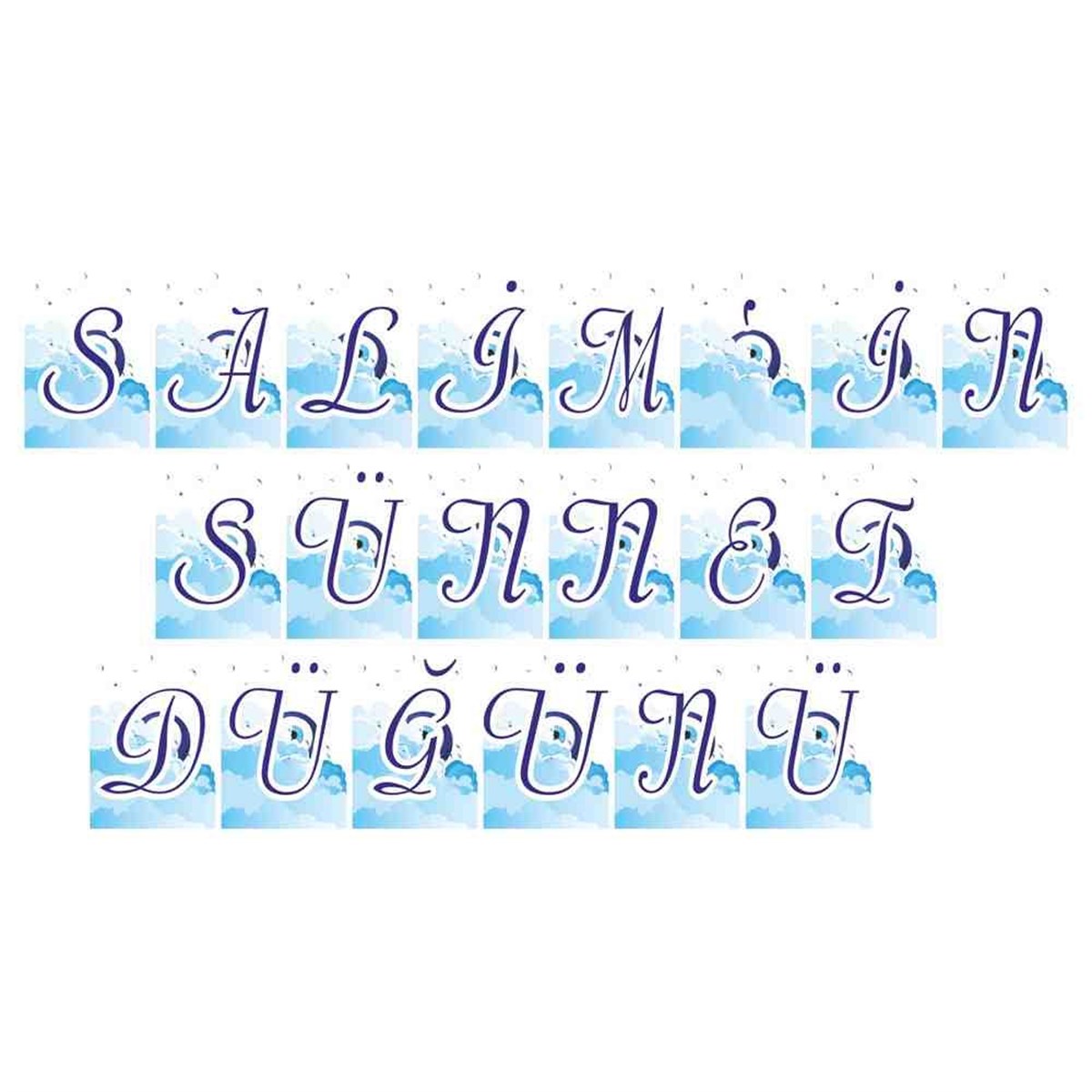 Sünnet Masası Gökyüzü Nazar Boncuklu Harf Banner 
