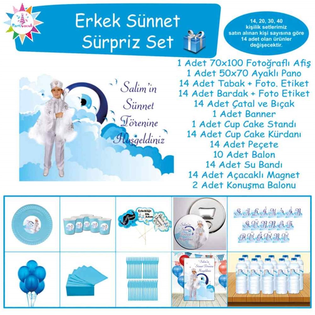 Sünnet Masası Gökyüzü Nazar Boncuklu Süpriz Set 