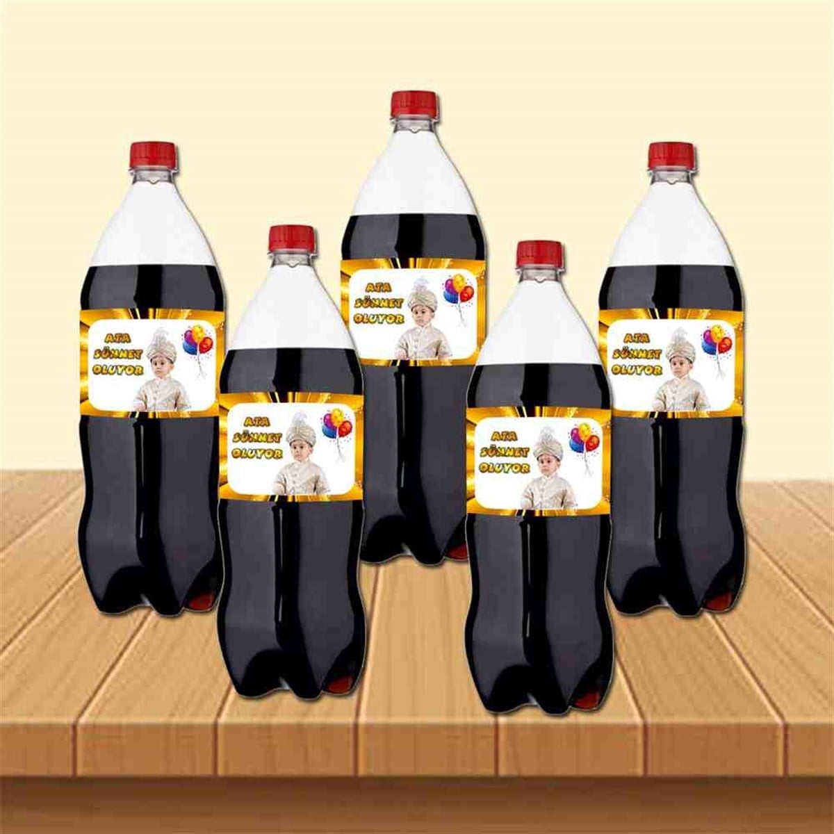 Sünnet Masası Gold Zeminli Parti Malzemeleri Cola Şisesi Bandı 