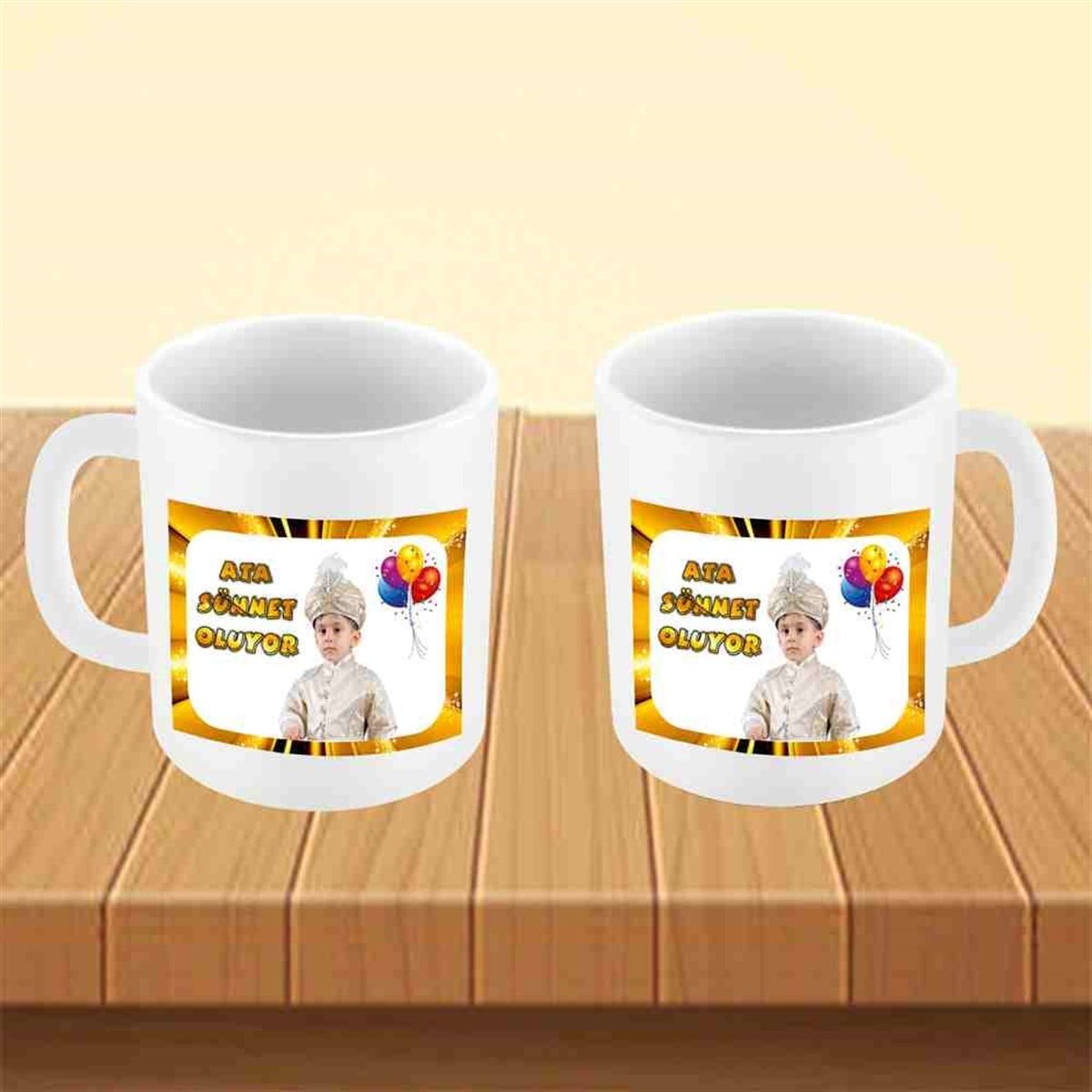 Sünnet Masası Gold Zeminli Parti Malzemeleri Kupa Bardak Mug 