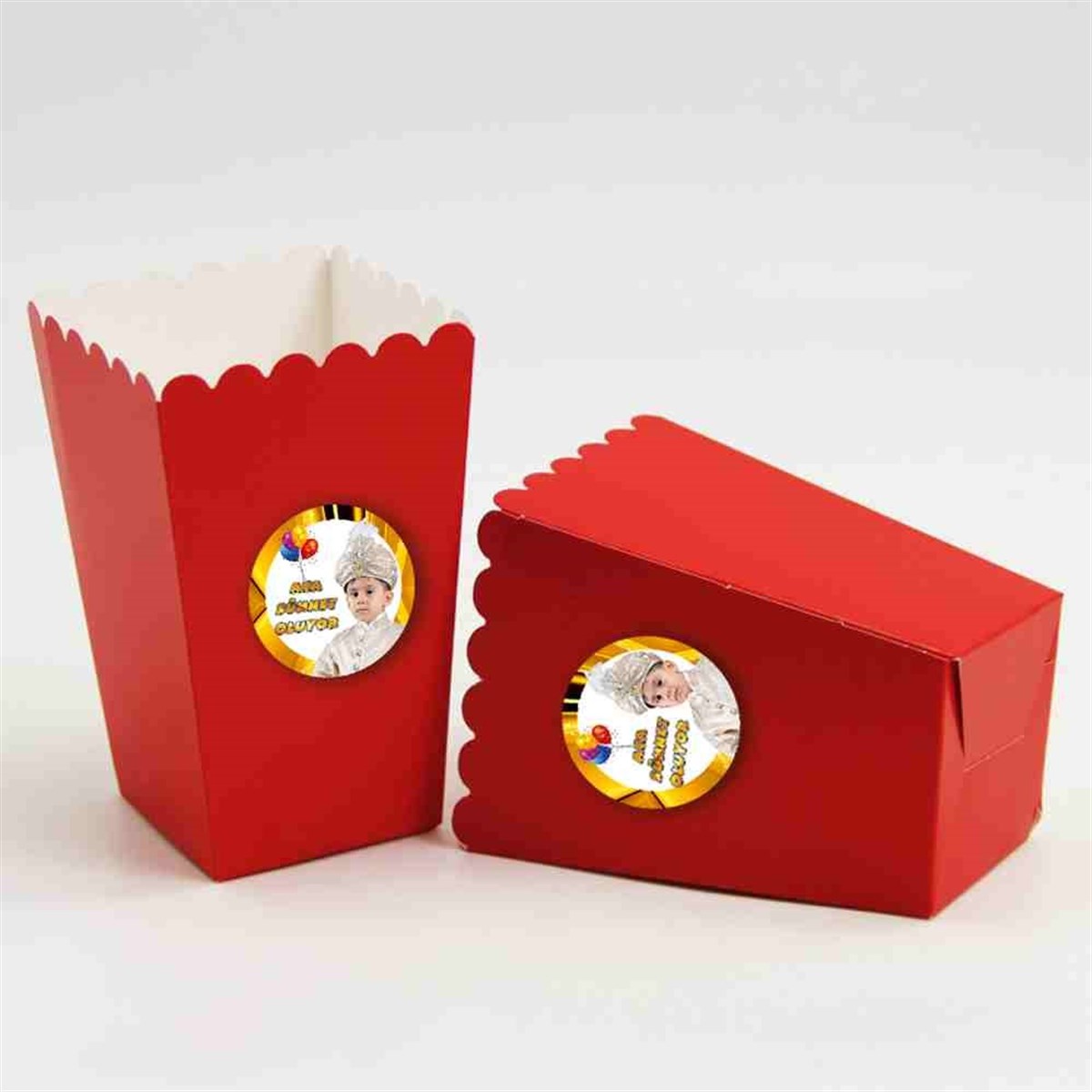 Sünnet Masası Gold Zeminli Parti Malzemeleri Popcorn Kutusu 10 Adet 