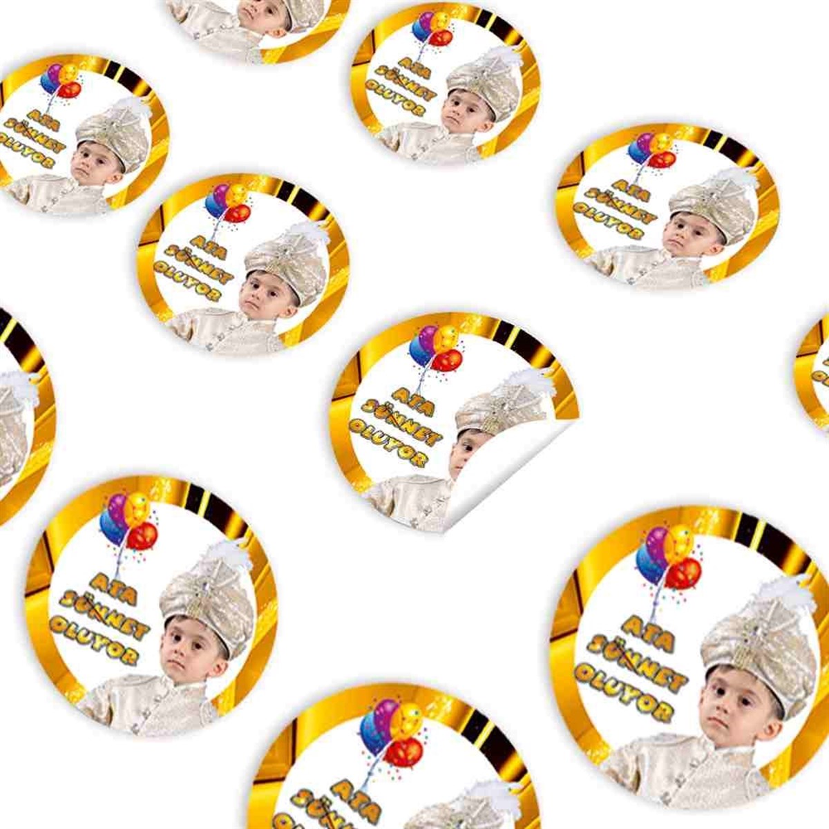 Sünnet Masası Gold Zeminli Parti Malzemeleri Sticker 30 Adet 