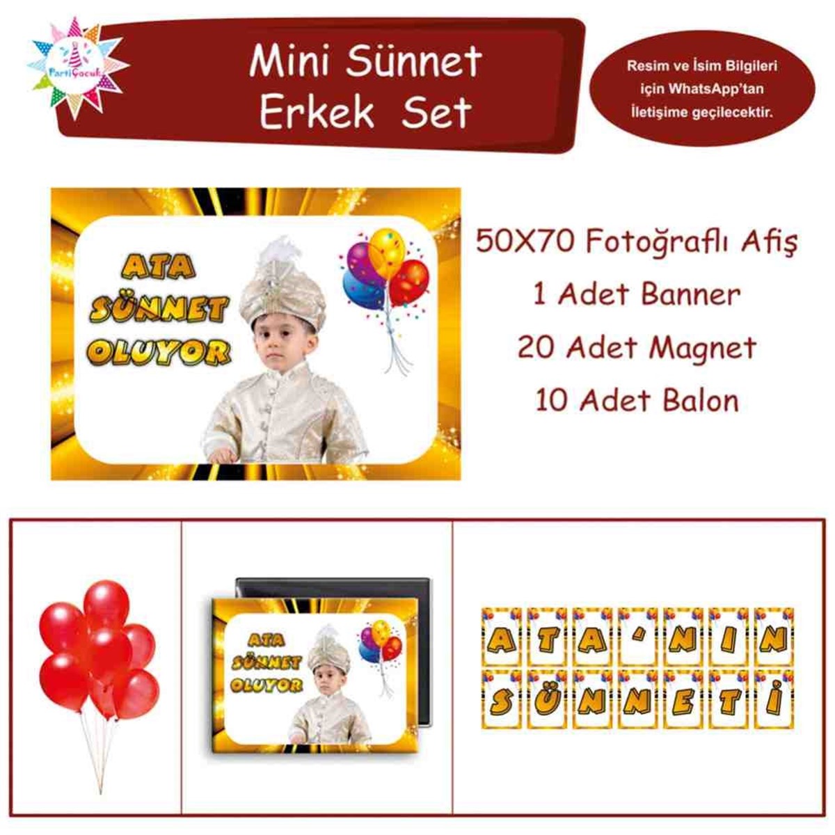 Sünnet Masası Gold Zeminli Parti Malzemeleri Mini Set 