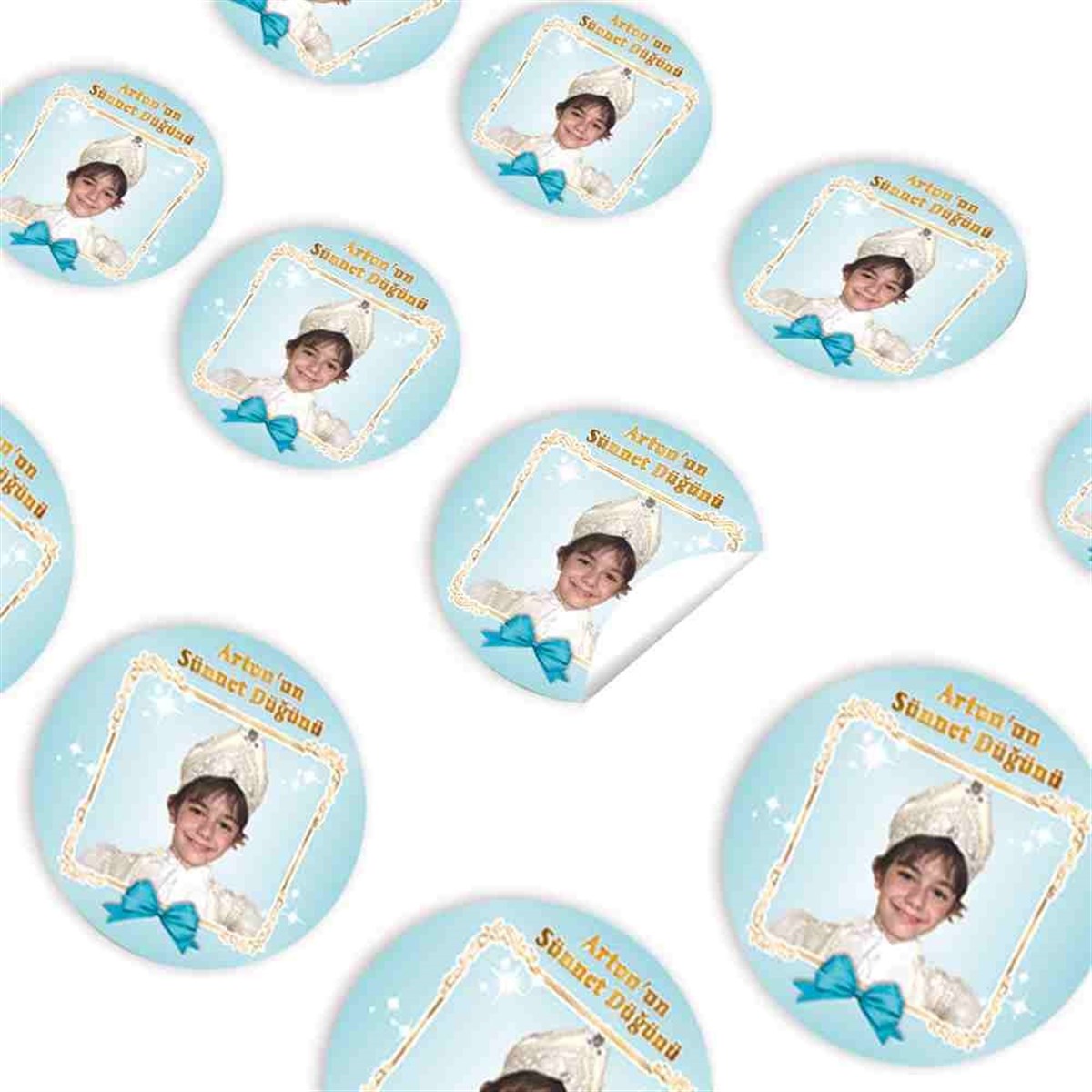 Sünnet Masası Mint Yeşili Gold Çerçeveli Sticker 30 Adet 