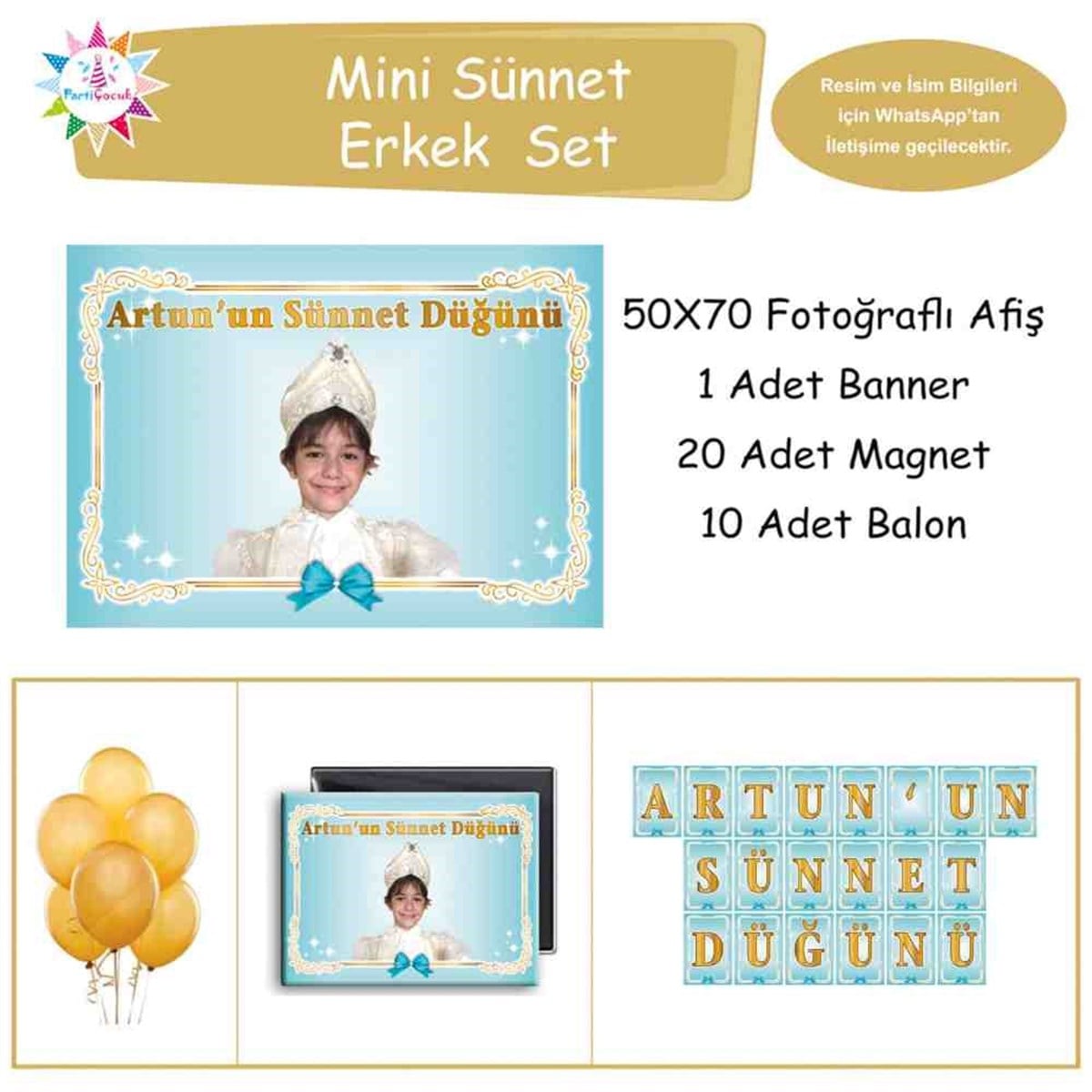Sünnet Masası Mint Yeşili Gold Çerçeveli Parti Seti Mini Set 