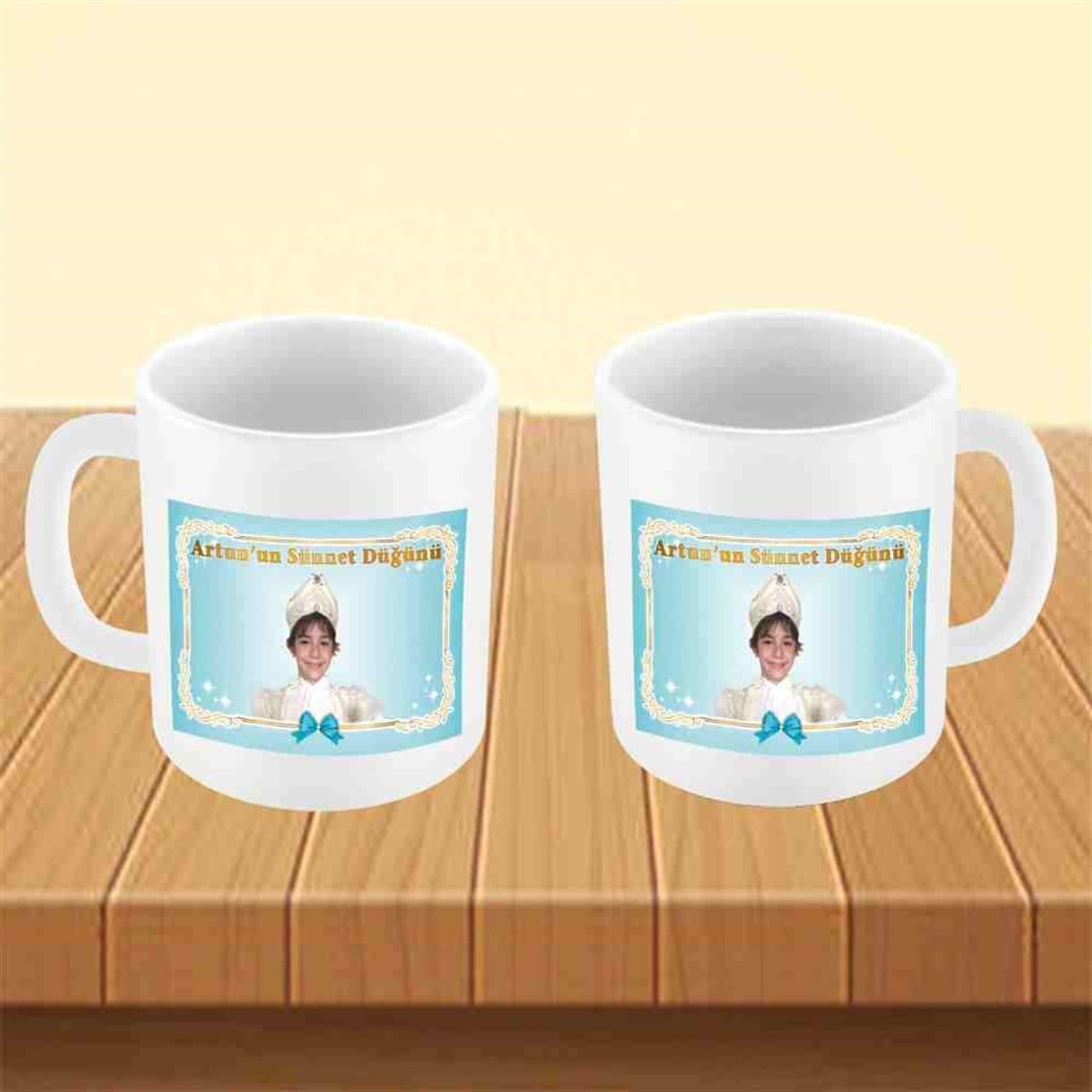 Sünnet Masası Mint Yeşili Gold Çerçeveli Kupa Bardak Mug 