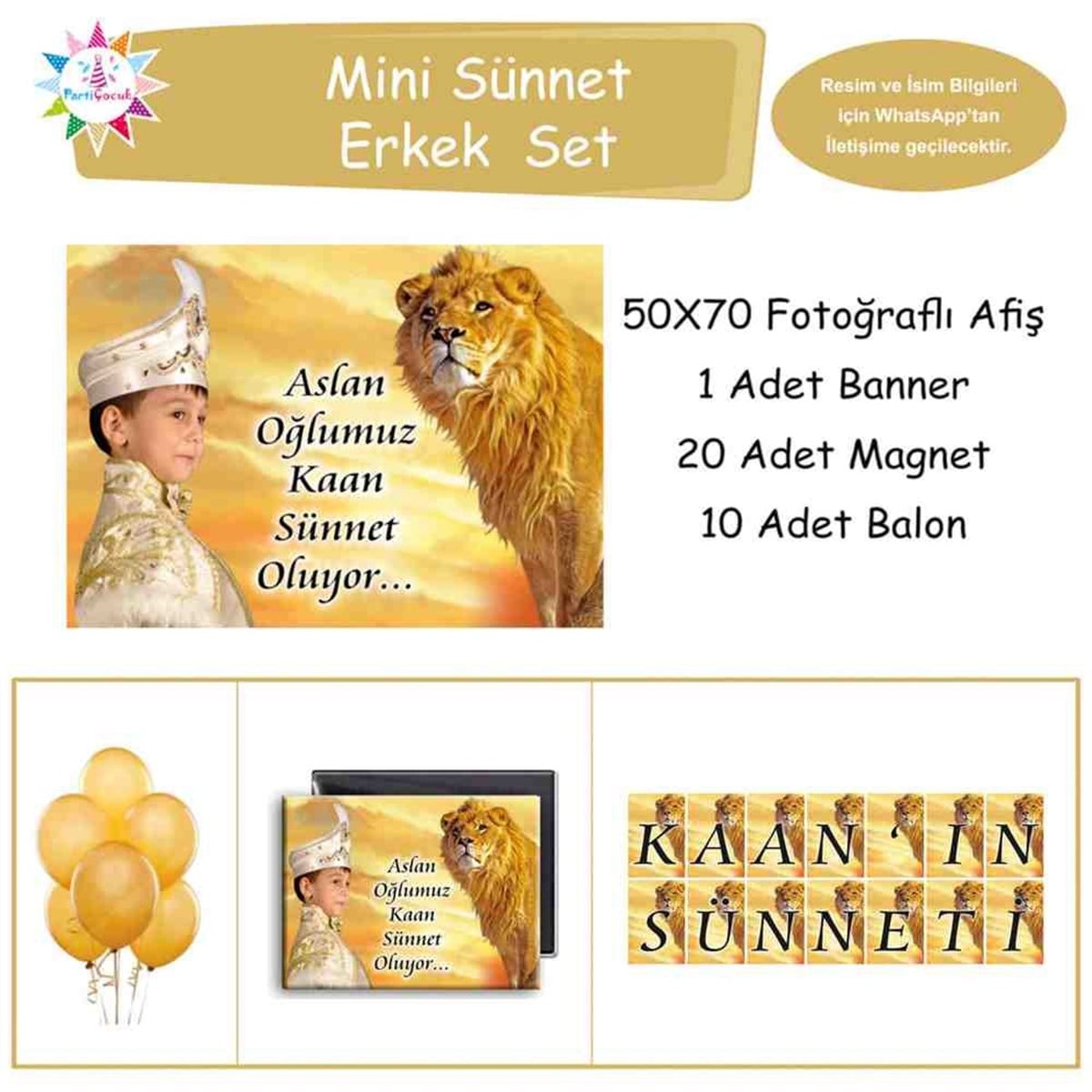 Sünnet Masası Parti Seti Aslanlı Parti Malzemesi Mini Set 