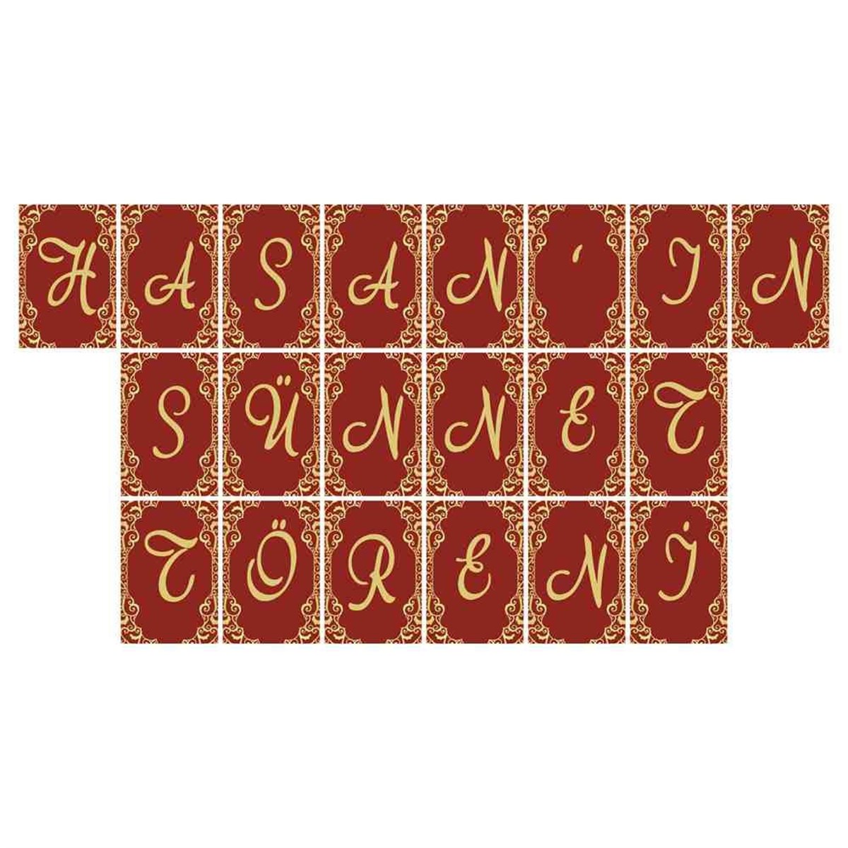 Sünnet Masası Süslemesi Gold ve Bordo Harf Banner 