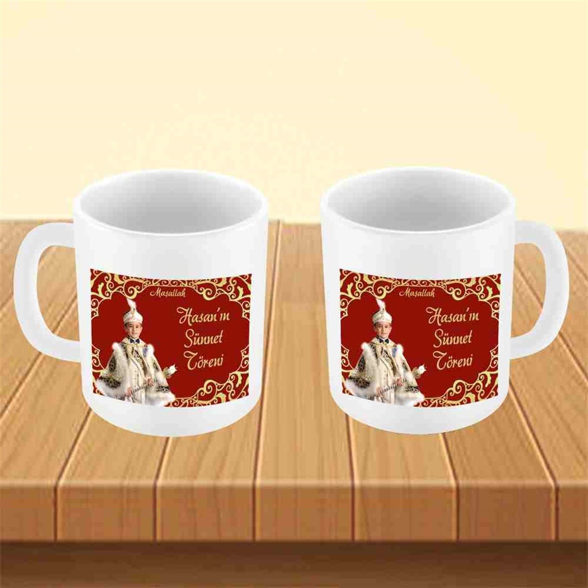 Sünnet Masası Süslemesi Gold ve Bordo Kupa Bardak Mug 