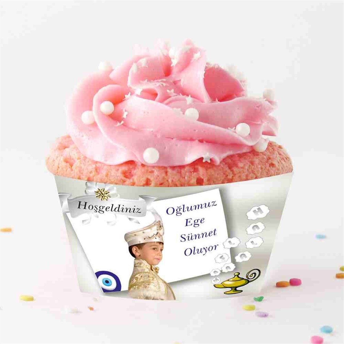 Sünnet Masası Süsü Lambalı Maşallah Cupcake Sargısı 