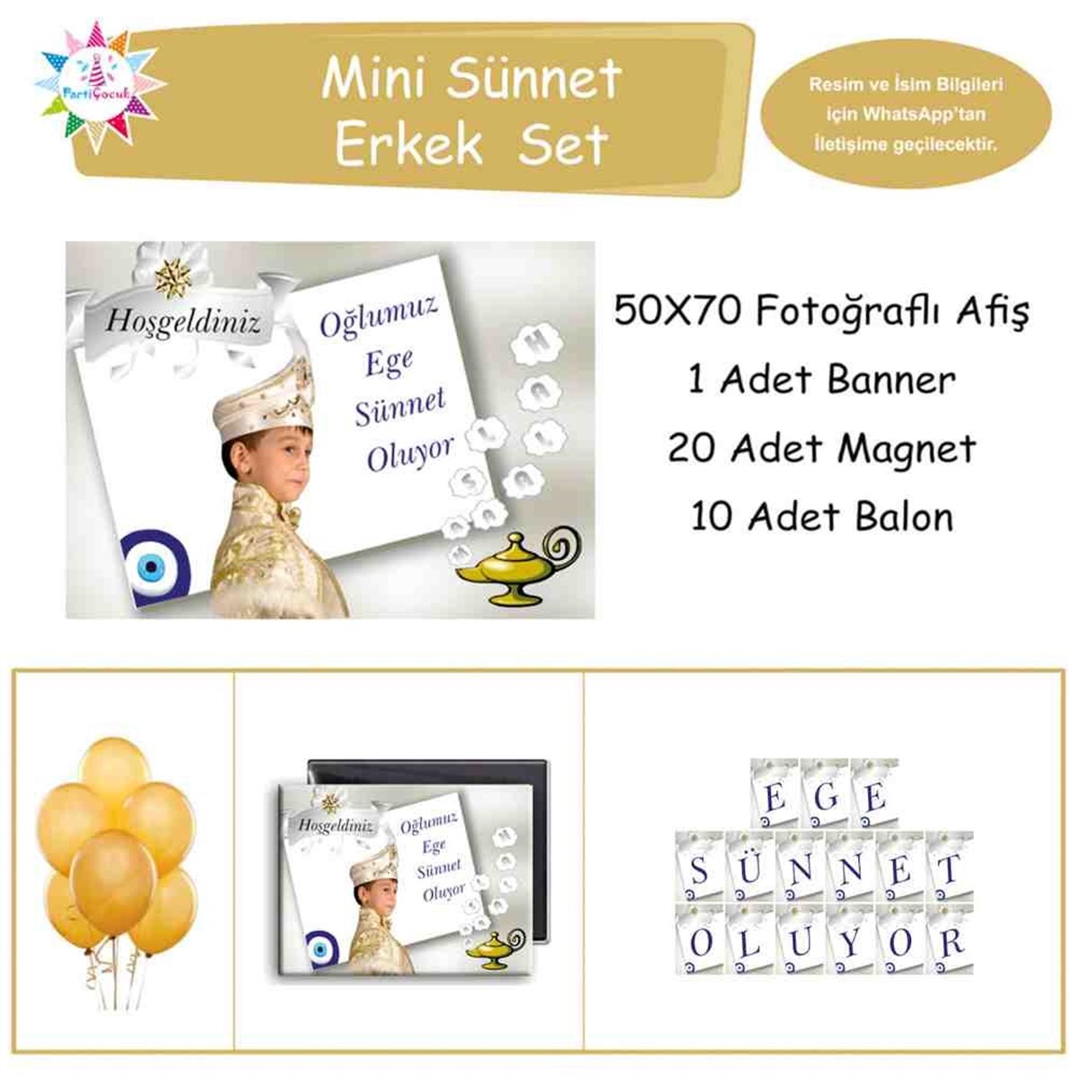 Sünnet Masası Süsü Lambalı Maşallah Model Parti Malzemesi Mini Set 