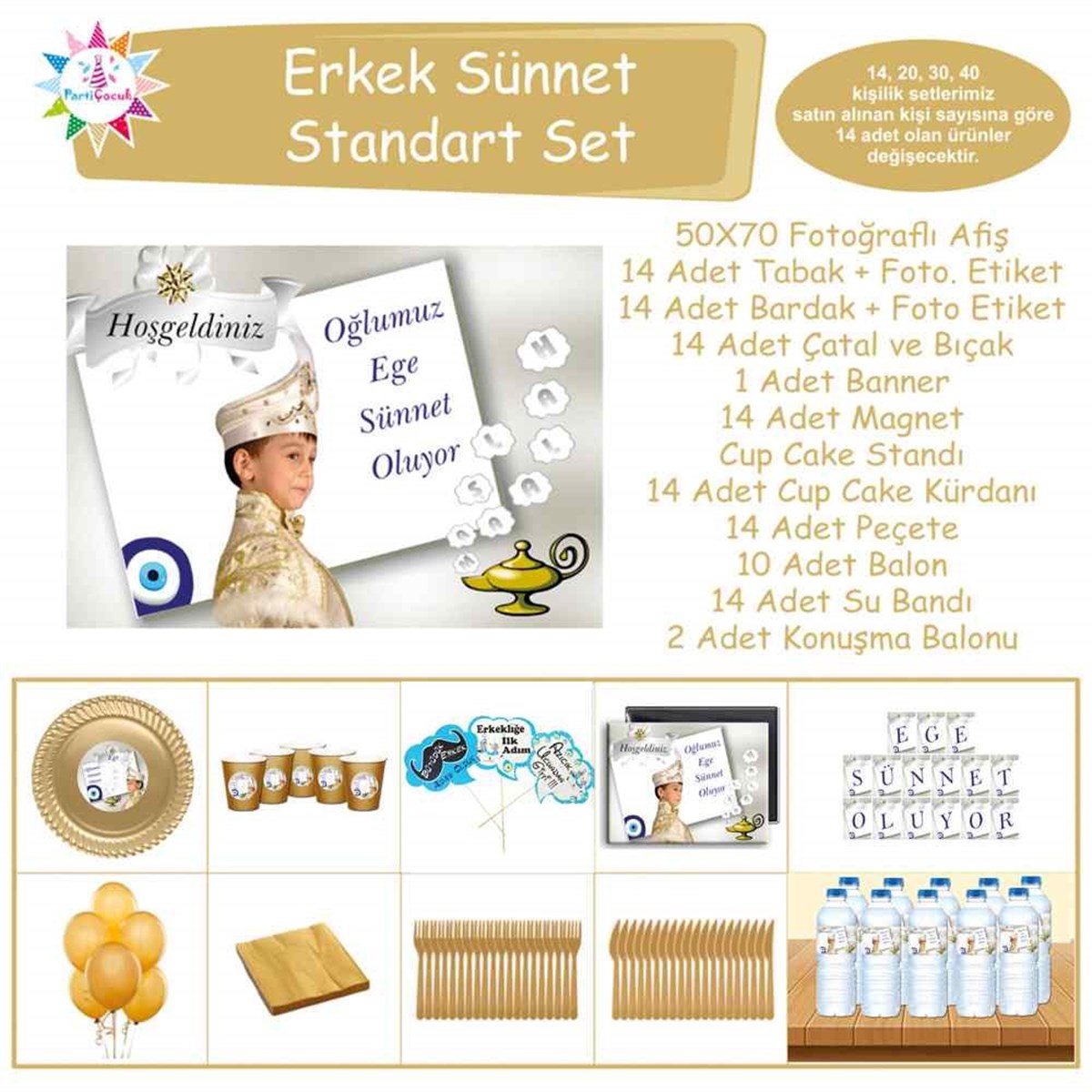 Sünnet Masası Süsü Lambalı Maşallah Standart Set 