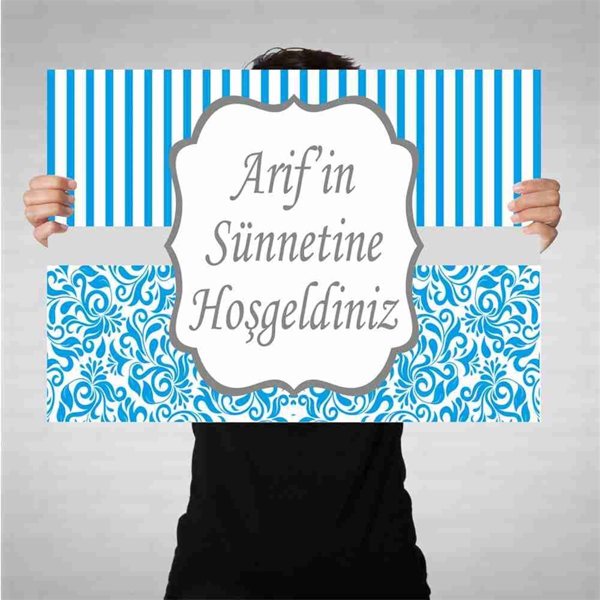 Sünnet Mavi Süsleme ve Hediyelik Bez Afiş 