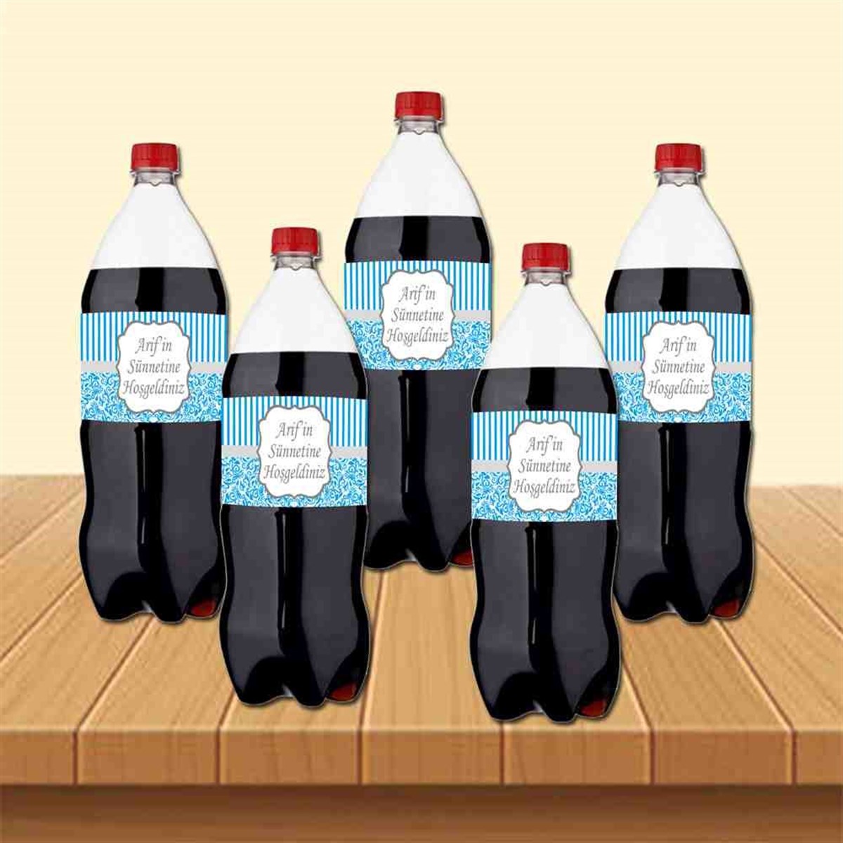 Sünnet Mavi Süsleme ve Hediyelik Cola Şisesi Bandı 