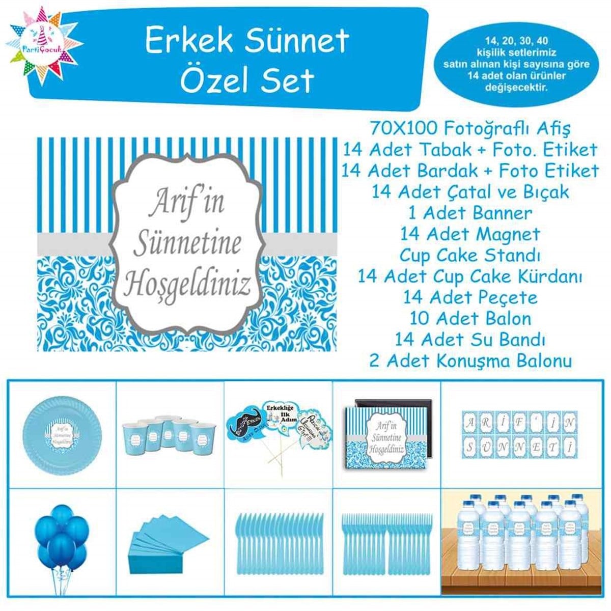 Sünnet Mavi Süsleme ve Hediyelik Özel Set 